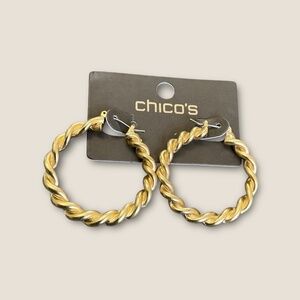 Chicos Twisted Hoop Gold Tone Earrings